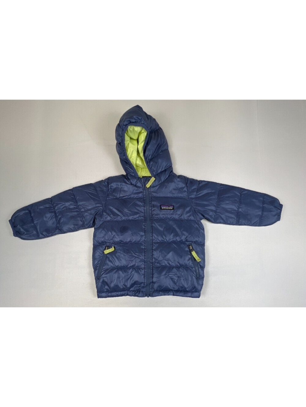 Patagonia Baby Toddler 2T Blue Down Puffer Hooded Jacket Winter Insulated Warm
